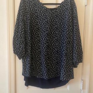 Floral Navy Blue Women's Top